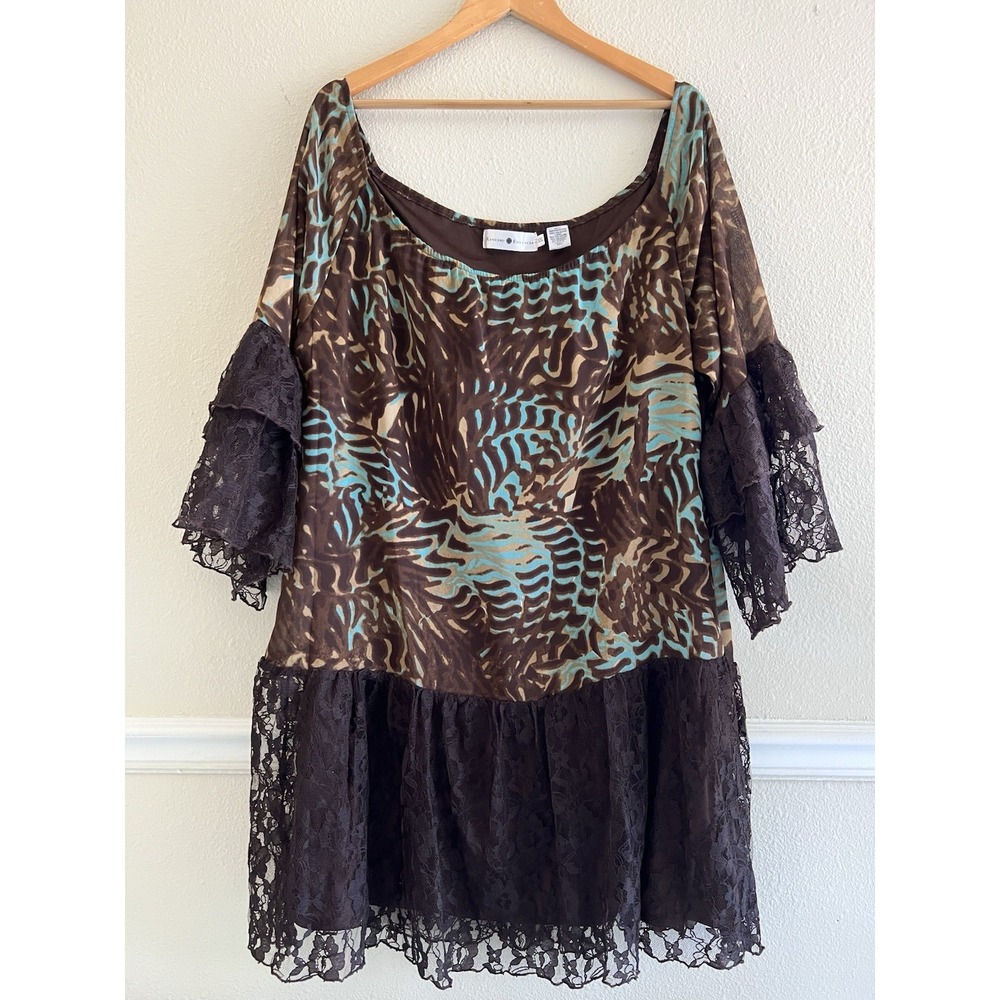 Rancho Estancia Tunic Top Bell Sleeve Lace Plus Size 2XL Whimsigoth Fairy Boho